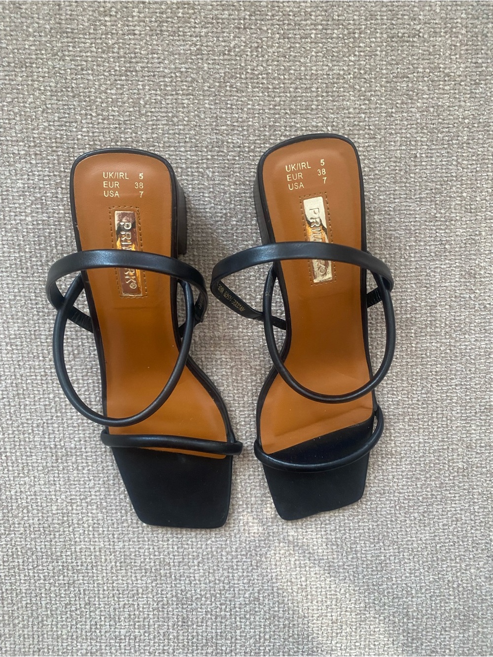 Primark Black Square-Toe Strappy Heeled Sandals - Picture 2 of 3
